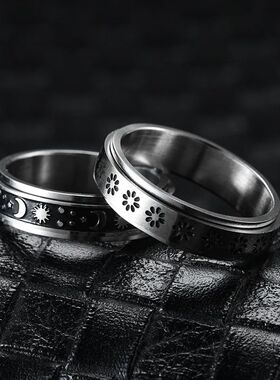Vintage Sun And Moon Fidget Spinner Rings For Men Anxiety Re