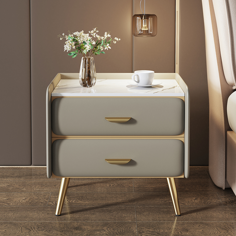 喜临门轻奢床头柜简约现代全实木岩板床边柜卧室2025新款高级感收