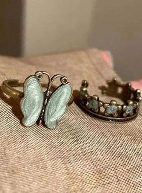 Vintage Silver Color Butterfly Flower Opening Ring For Women