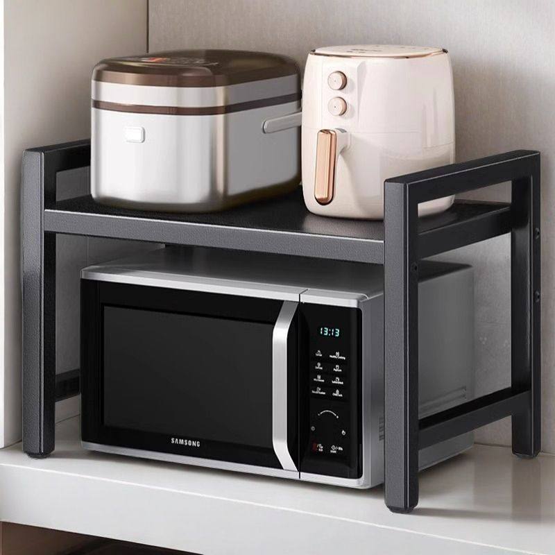 厨房置物架微波炉可伸缩家用双层烤箱架子台面厨具多功能置物架子