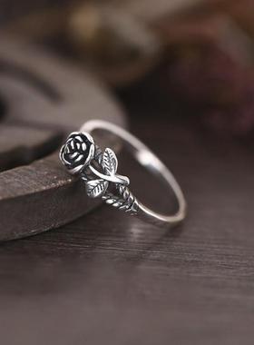 Retro Silver Colour Rose Fashion Women Girl Simple Ring Vale