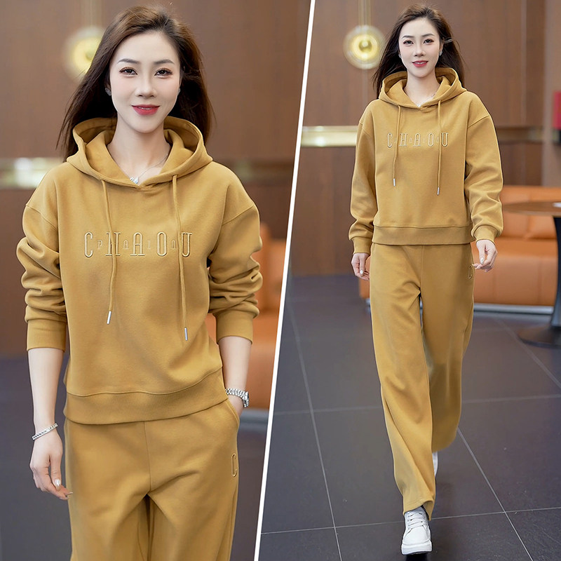 休闲运动套装女2026春季新款连帽卫衣两件套宽松减龄显瘦