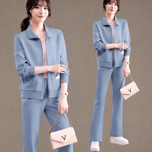 2026春季新款休闲运动套装女妈妈装时尚减龄两件套阔腿裤