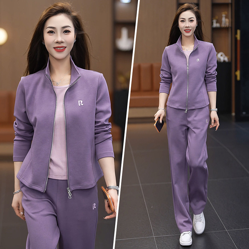 2026春季新款休闲运动套装女两件套立领开衫显瘦时尚运动穿搭