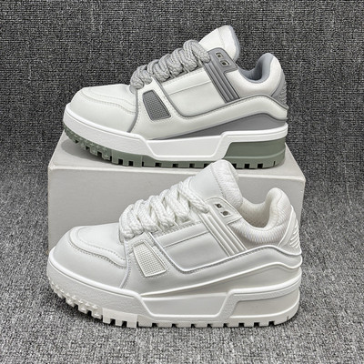 欧洲站2025新款厚底胖丁面包鞋时尚百搭老爹鞋白色爆款运动休闲鞋