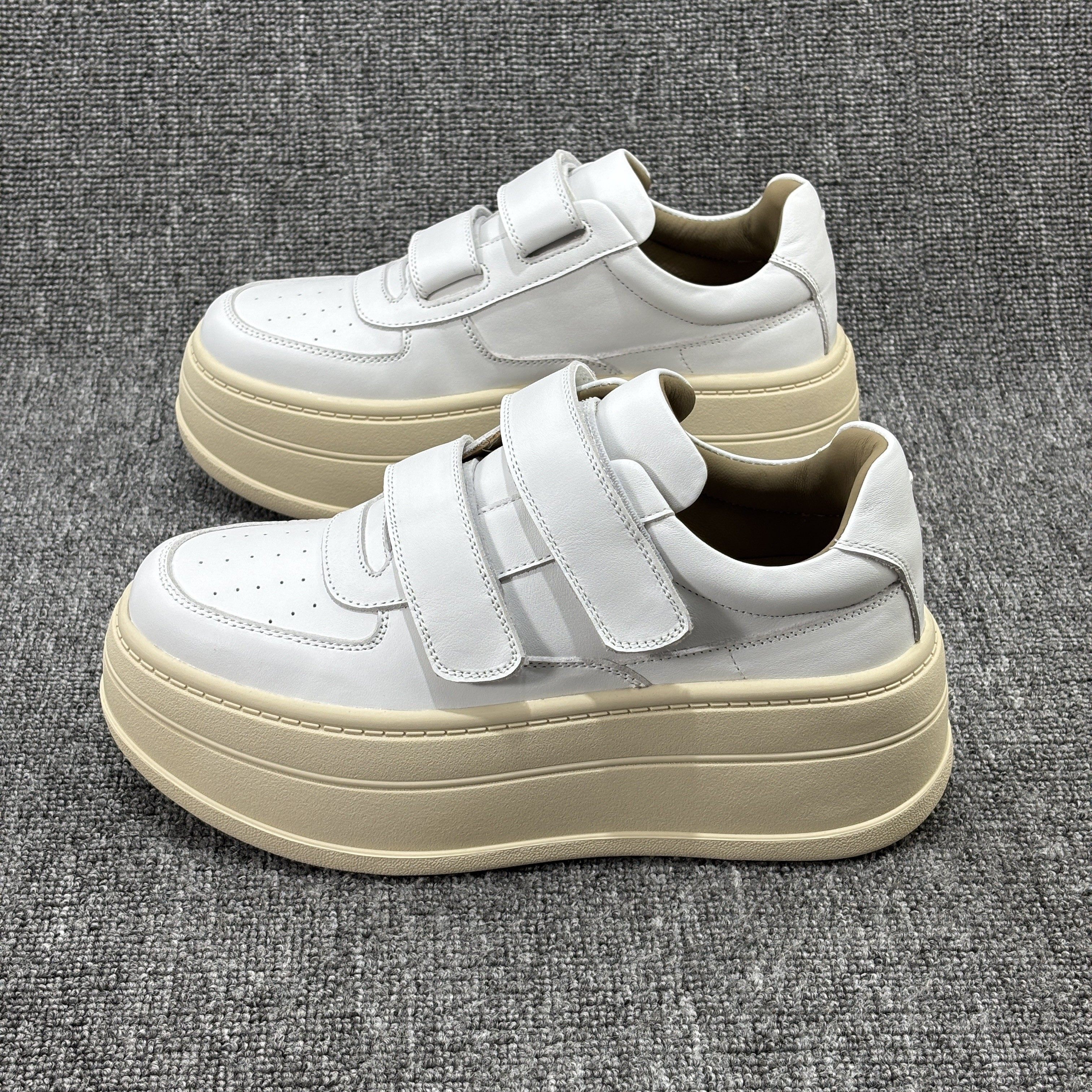 欧洲站2026新款真皮爆款增高小白鞋厚底松糕魔术贴休闲板鞋女欧货,女鞋,休闲板鞋,淘宝优惠券,粉丝福利购,淘宝优惠卷