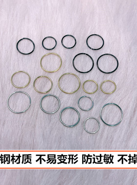 不锈钢钛钢素圈男女耳钉耳环黑色