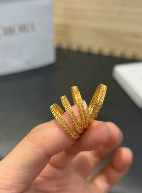 纯18k铜钱满天星戒指 钱币Au750 戒女戒混搭时尚轻奢送女友礼物