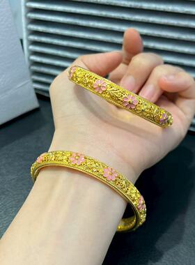 18K古法珐琅樱花手镯送女友