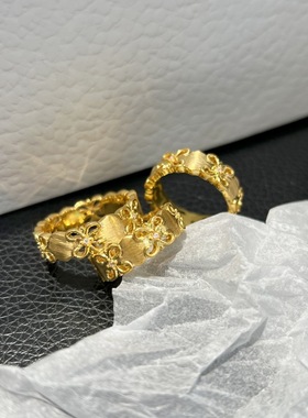 18K金鸢尾花镶钻法式轻奢女戒