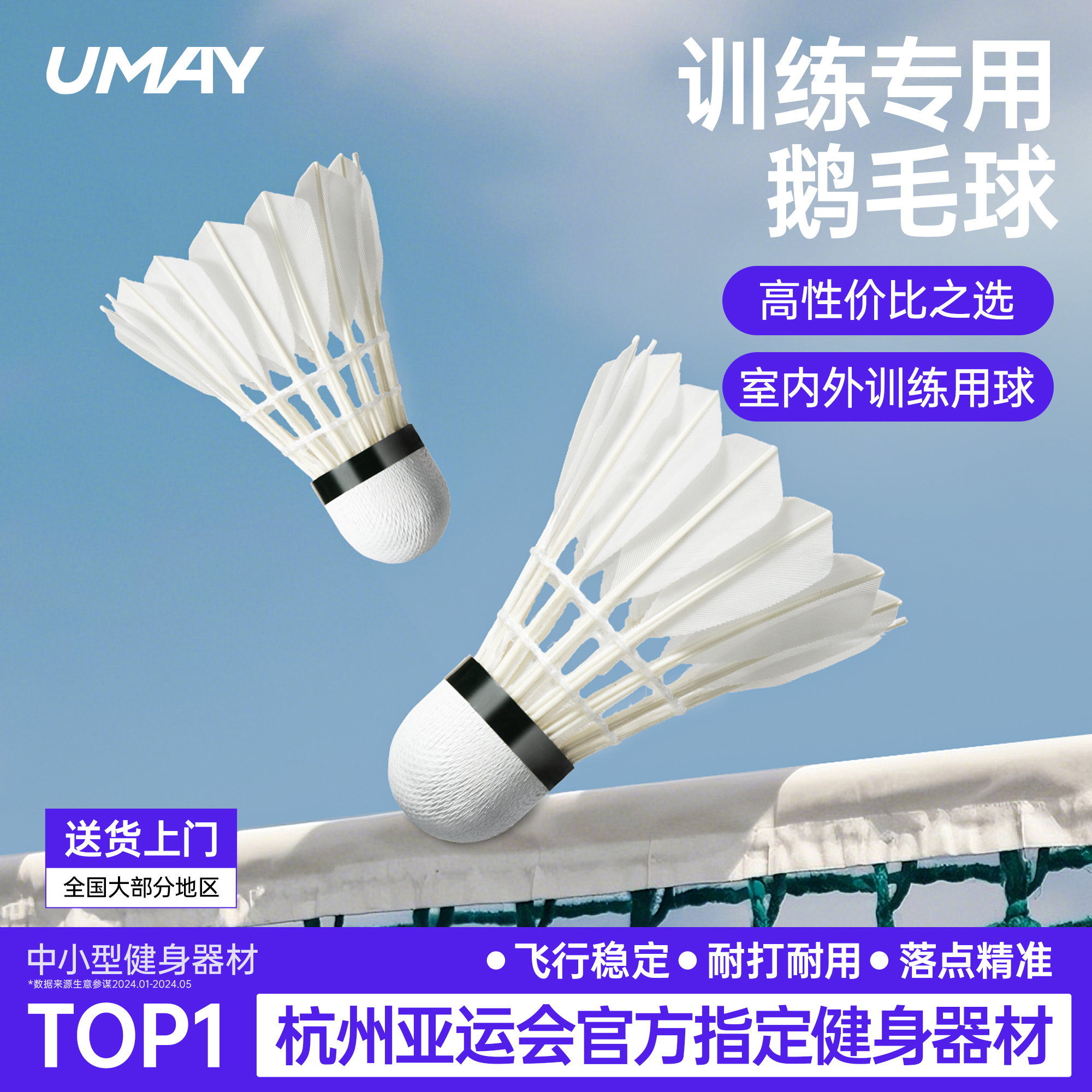 佑美羽毛球专业耐打耐用鸭鹅毛球室外防风比赛训练飞行稳定12只装