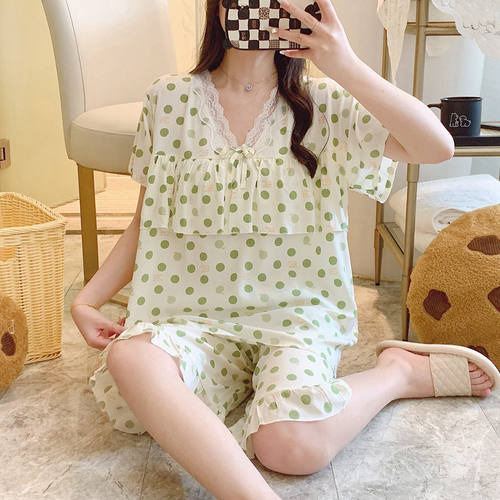 女棉绸防凸点睡衣套装