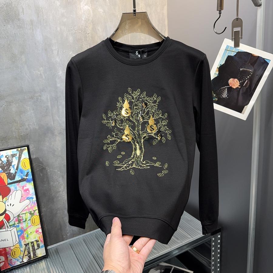 断码清仓~春秋欧货轻奢个性刺绣亮片修身男长袖卫衣圆领T恤