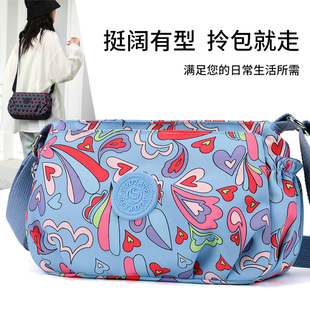 新款斜挎包时尚女士花布包帆布包轻便旅行妈妈包多层单肩包包女包