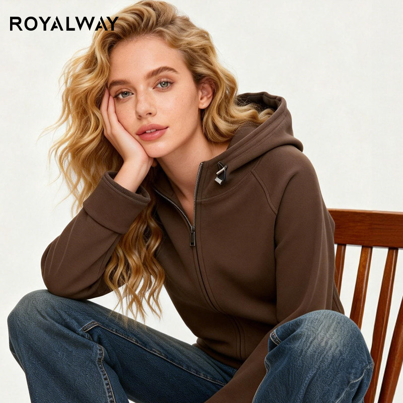 ROYALWAY拉链连帽卫衣女式春秋开衫长袖修身显瘦休闲百搭上衣外套