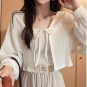 小坎肩防晒罩衫 设计感配吊带裙上衣 灯笼袖 外套女外搭披肩薄款 开衫