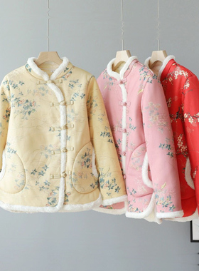 2025新款中式棉服立领盘扣短款东北大花外套女款冬季保暖外套
