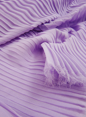 火爆复合丝风琴百褶压皱服装雪纺薰衣草紫色 半身连衣裙面布料0.5