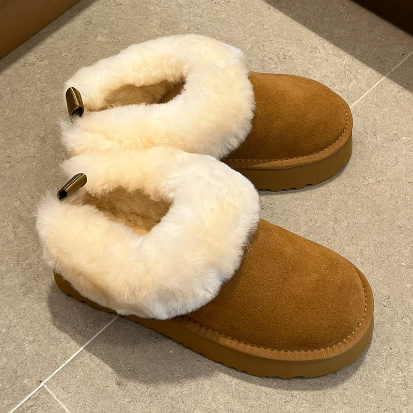 厚底加绒雪地靴真皮保暖毛毛棉靴