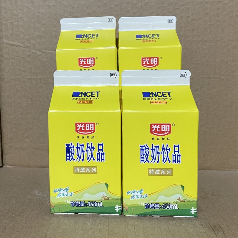 光明特激酸奶饮品458ml*4盒原味牛奶酒店餐饮同款冷藏早餐奶 咖啡/麦片/冲饮 低温酸奶 原图主图