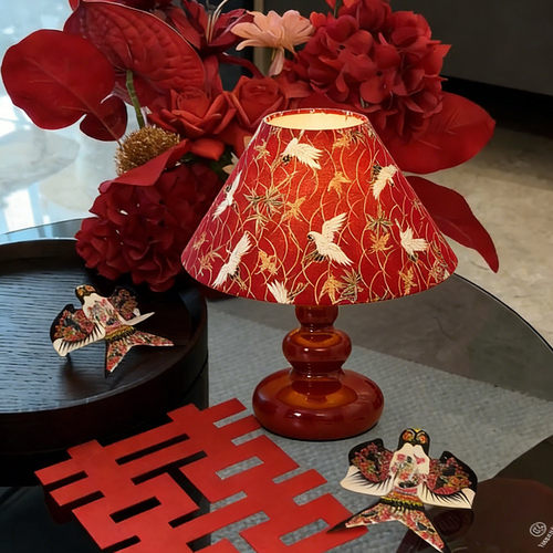 结婚长明灯喜灯酒红色台灯一对