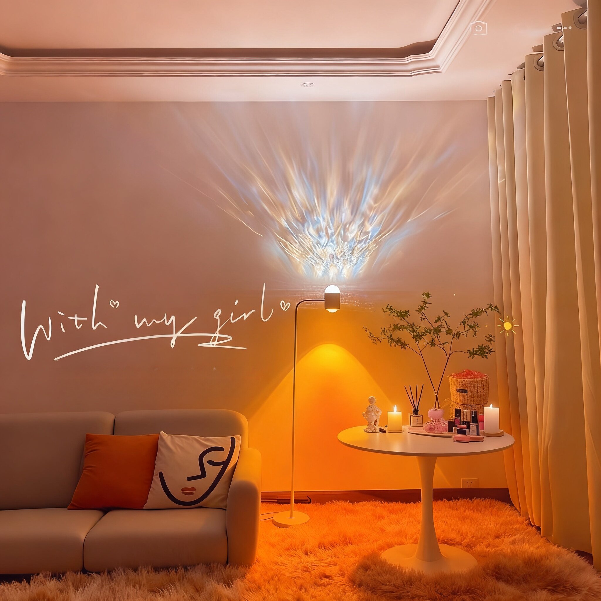 水波纹日落氛围灯卧室情调高级感直播间美容院圣诞装饰床头落地灯