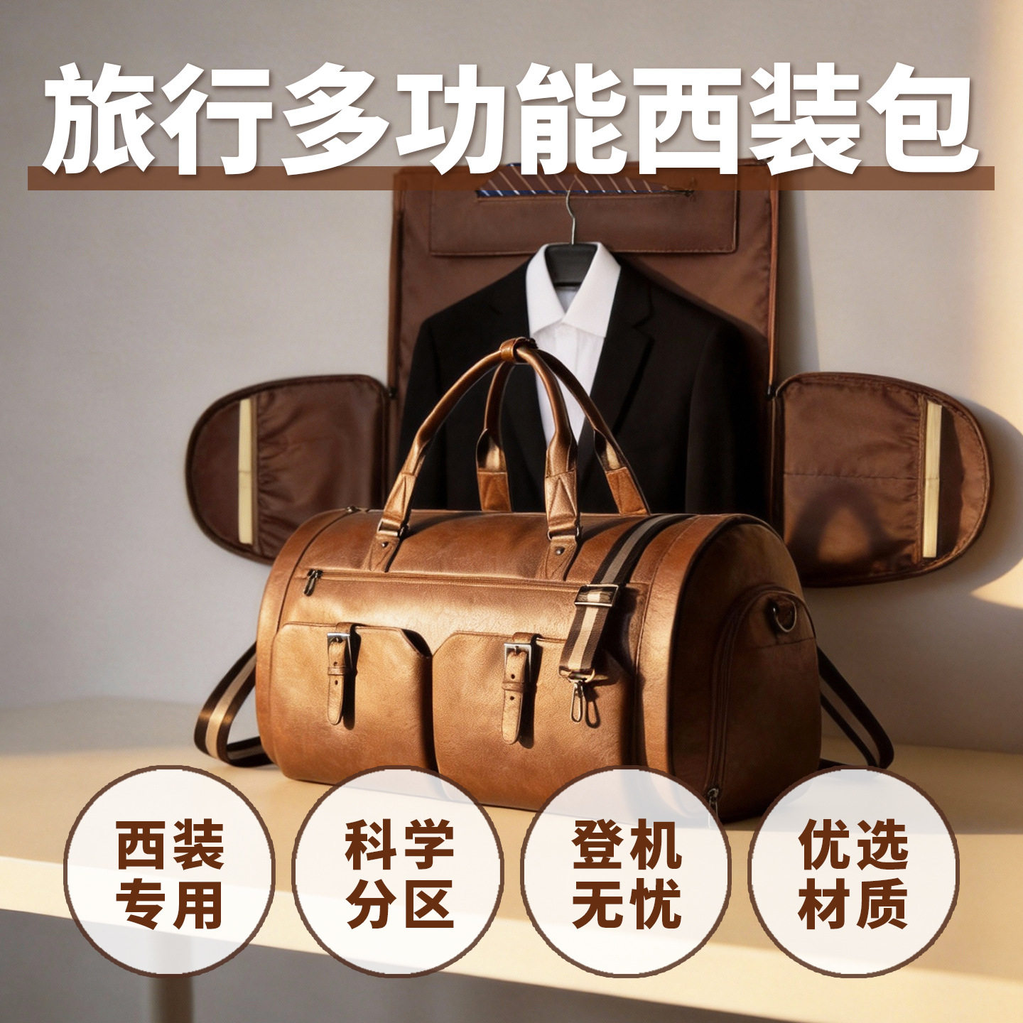 跨境可折叠西装收纳旅行suitcase包西服2合1服装包过夜袋欧美
