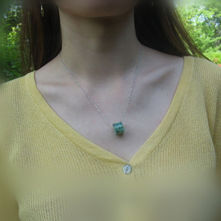 39992创汇期A级老翡翠路路通纯银项链 女款玉器珠宝首饰品附证书