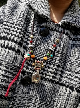 15426藏传老合金嘎乌盒多宝项链手工编绳民族风 文玩护身挂坠藏式