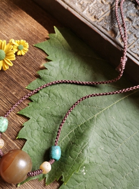 45539唐球玛瑙古珠锁骨项链