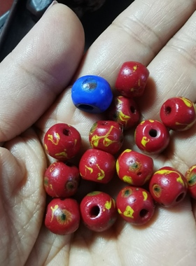 12947清代老凤眼琉璃珠子  肉粉色