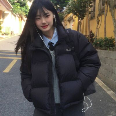 黑色短款羽绒服女款冬季2025新款小个子轻薄立领加厚肯豆冬天穿