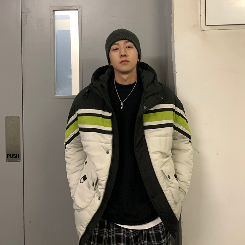 冬季拼接連帽棉服 （100%滌）