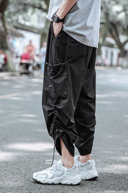 Autumn new loose side drawstring design creative casual pants