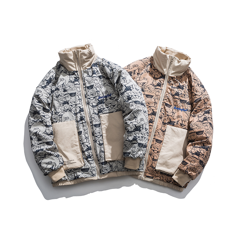 Winter leisure cartoon printed Lapel cotton clothing