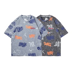 Summer trend full print short sleeve T-shirt (100% cotton)