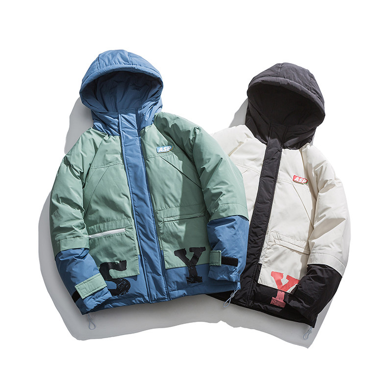 冬季拼接流行青春棉服滌輪