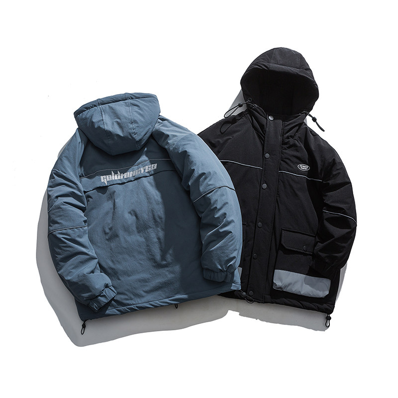 冬季新品口袋反光棉服聚酯纖維