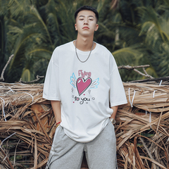 Summer new love foam printed short sleeve T-shirt (100% cotton)