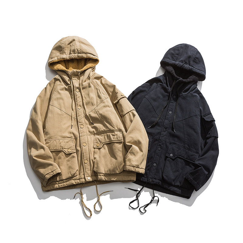 冬季新品連帽加絨百搭夾克棉