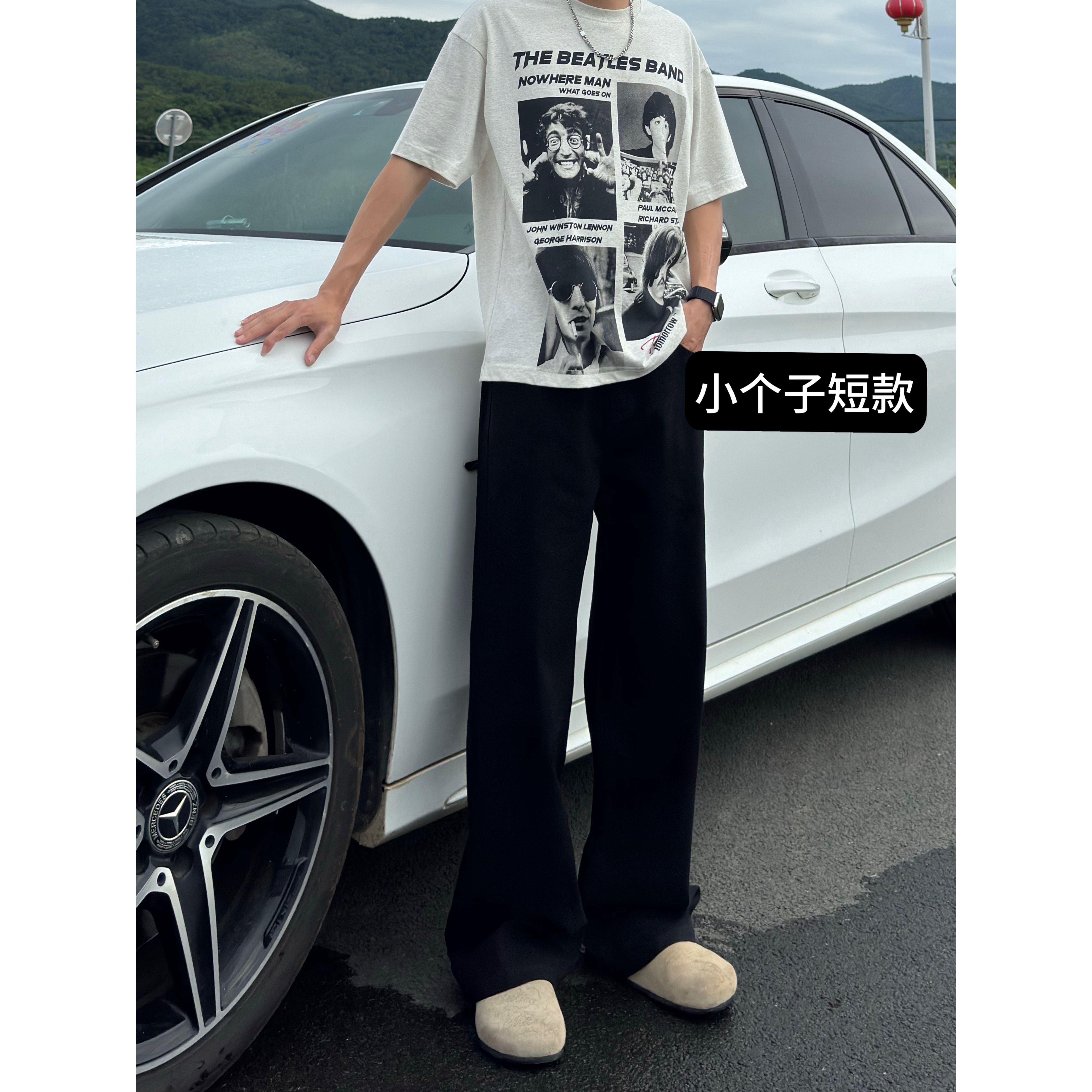 BBC【小个子定制短款】2025秋冬黑色休闲牛仔裤垂感简约男直筒裤