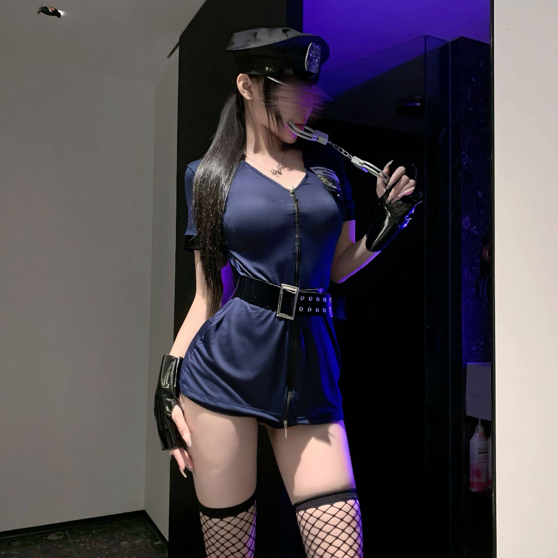 万圣节cosplay性感角色扮演女警制服套装午夜酒吧辣妹大码连体衣