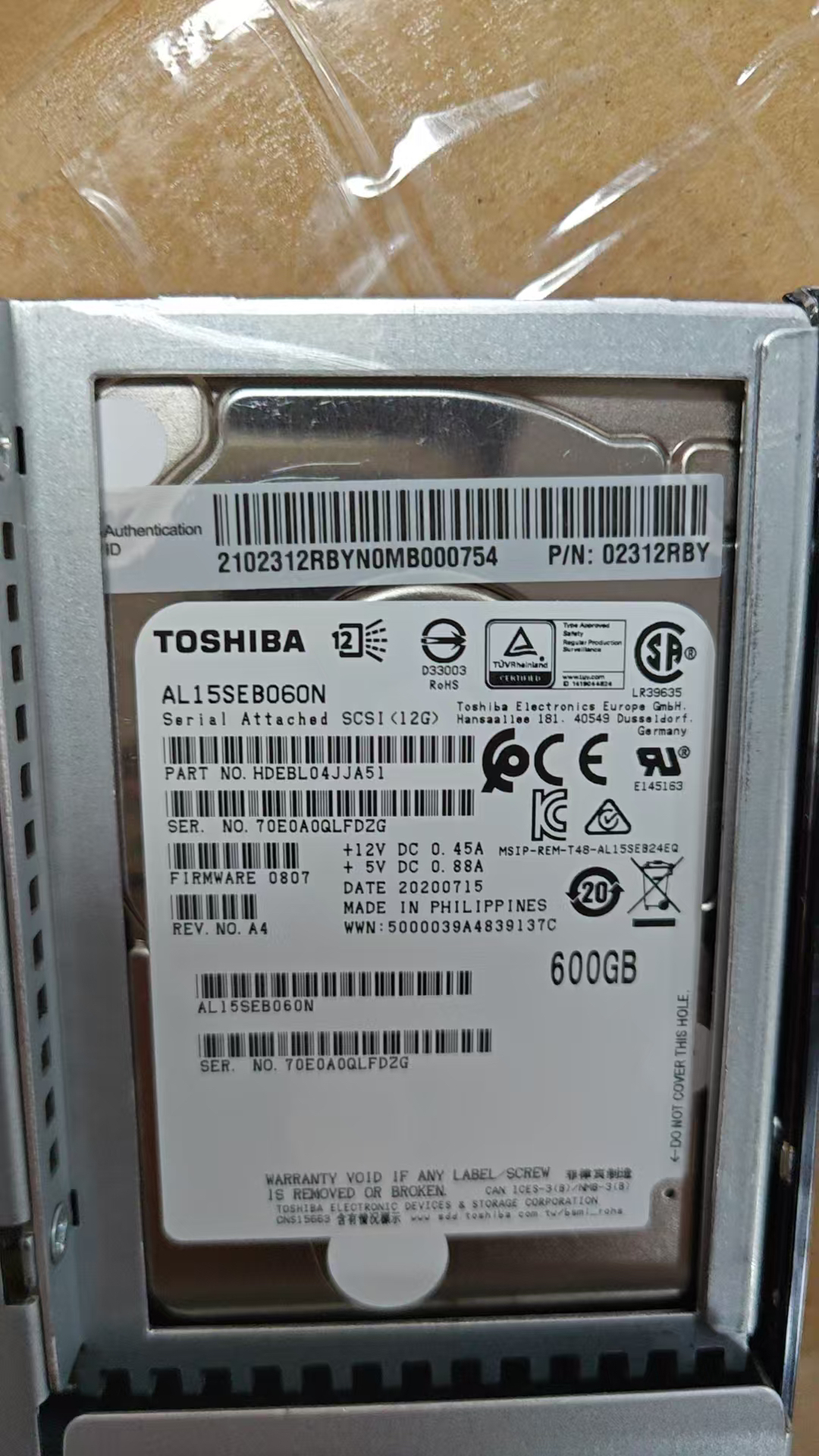 华为02312RBY 600G SAS 2.5 10K 12GB服务器硬盘全新拆机