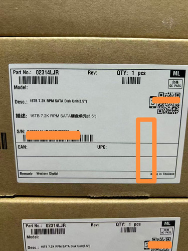 全新盒装服务器硬盘华为16TB 7.2K RPM SATA  3.5  02314LJR