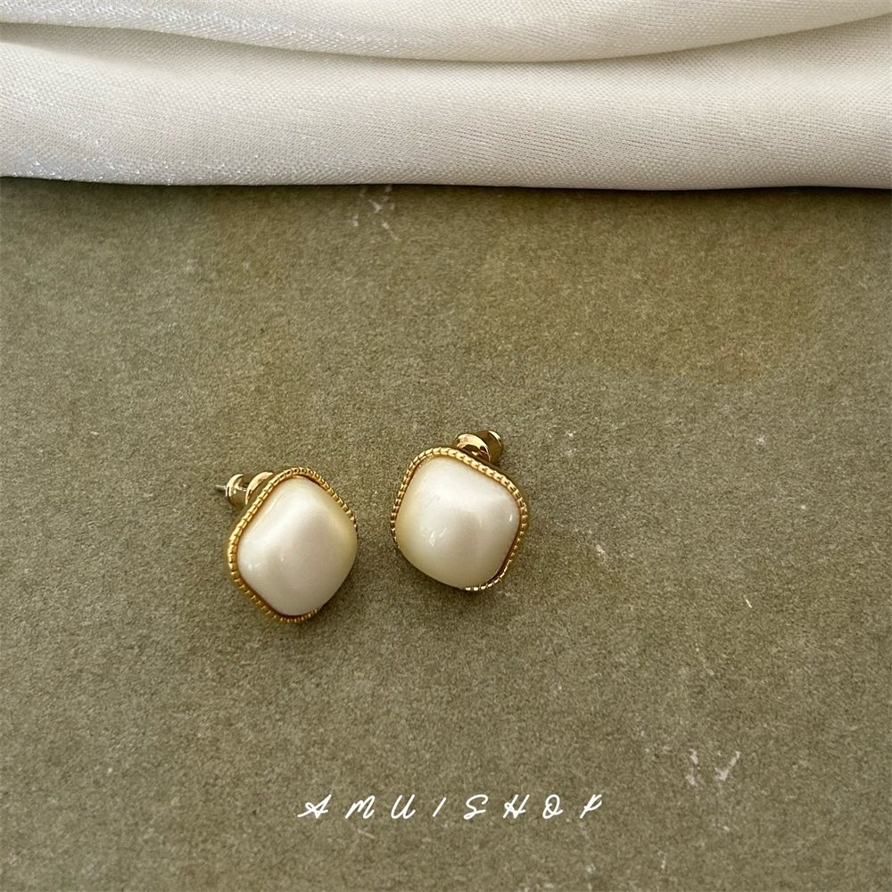 A.MU 慕斯珍珠~哑光方块立体珍珠日常摩登复古银针耳环无耳洞耳夹,饰品/流行首饰/时尚饰品新,耳钉,淘宝优惠券,粉丝福利购,淘宝优惠卷