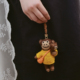 进口手工羊毛毡包挂母子猴车挂黄色毛衣卡通挂件情侣挂饰小众个性