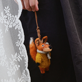 进口重工黄色毛衣狐狸挂件大号书包挂饰品男女情侣车挂小众玩偶