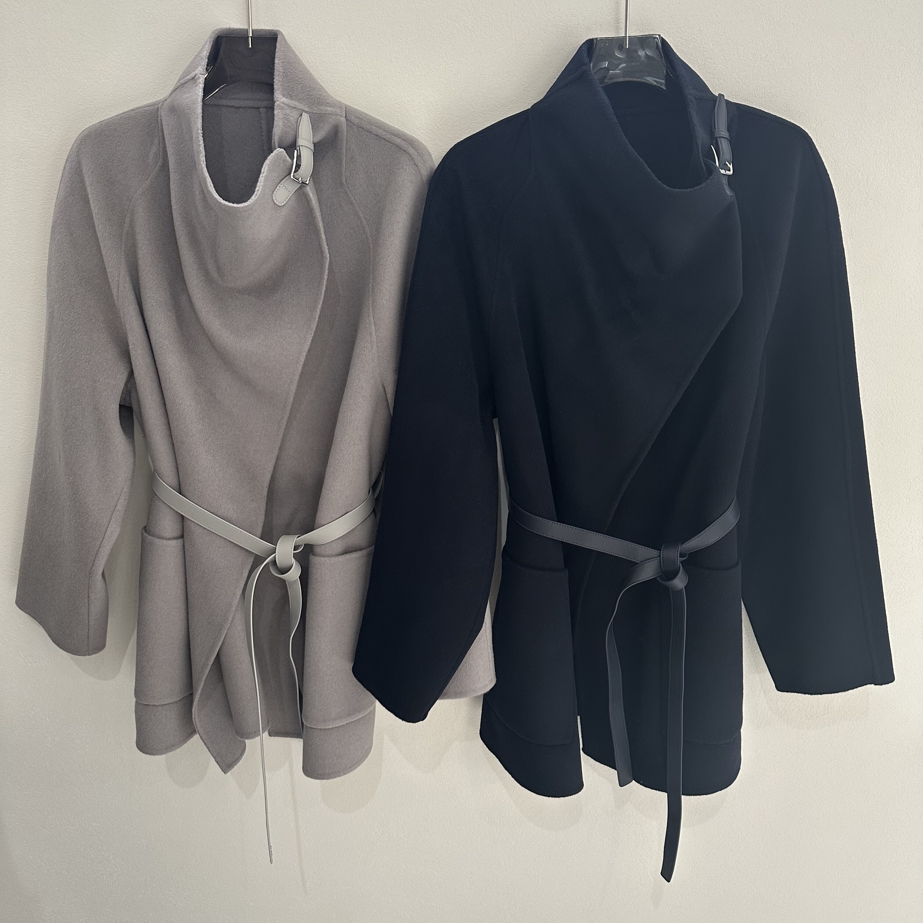 2025秋冬新款女装纯色长袖立领宽松中长款羊毛大衣外套5224