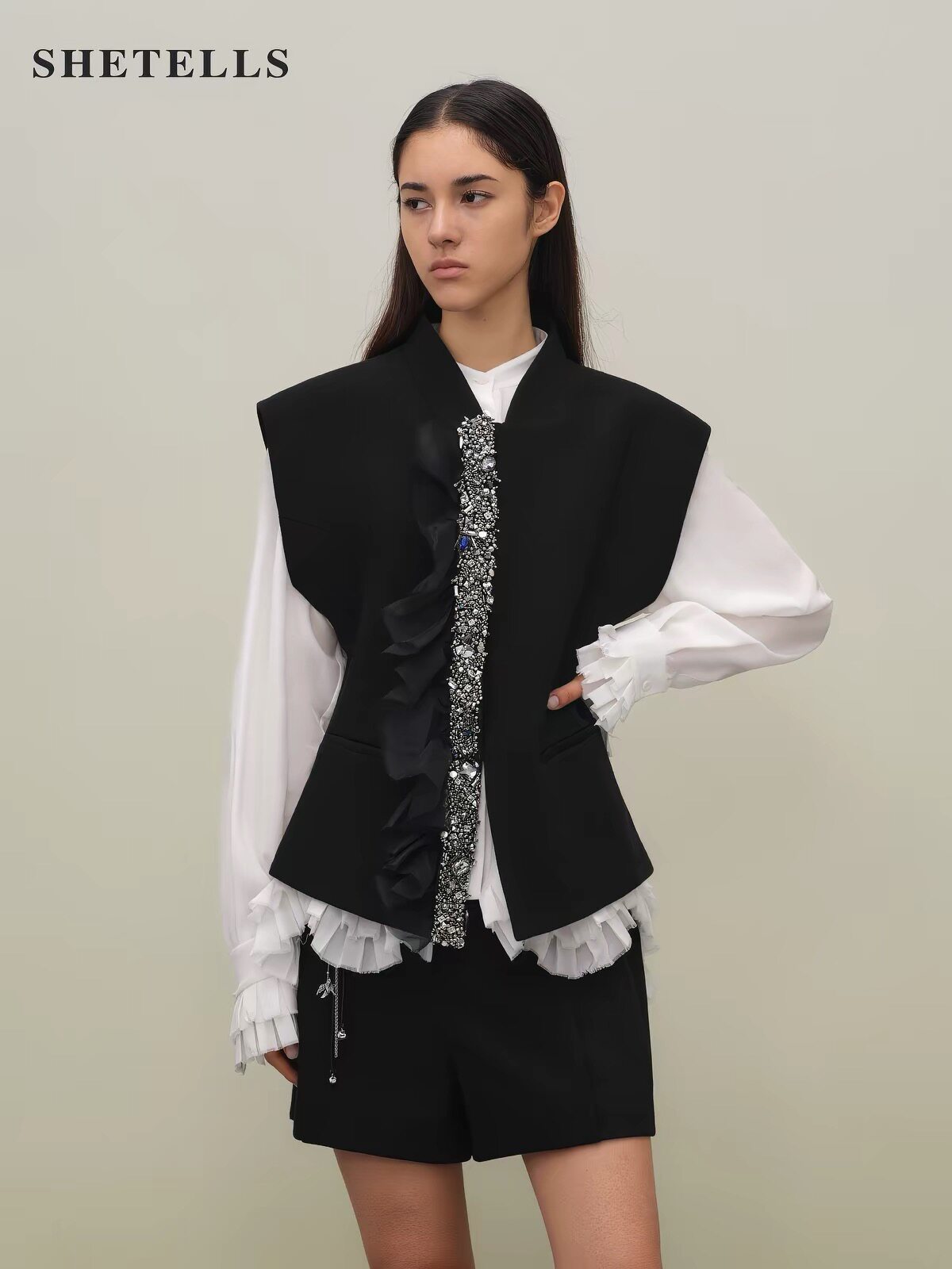 SHETELLS2026秋季新品 逍游记·华丽马甲女轻奢高级收腰无袖上衣