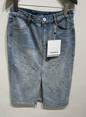 VeraSeriase正品2025新款女装魅力开衩牛仔半裙